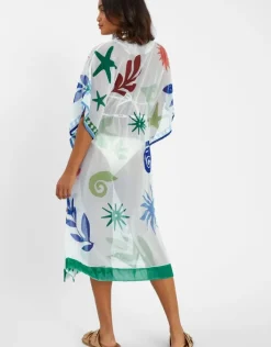 Accessorize Summer Print Kaftan Ivory