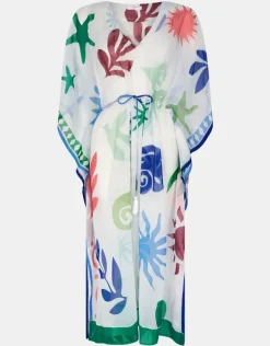 Accessorize Summer Print Kaftan Ivory