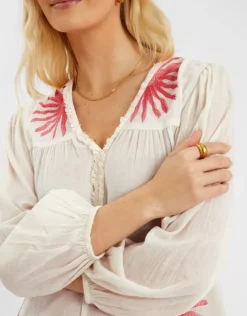 Accessorize Sun Embroidered Long-Sleeve Maxi Dress Ivory