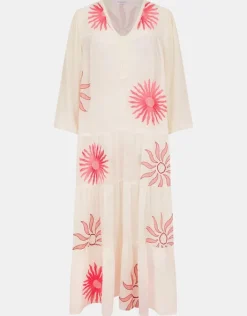Accessorize Sun Embroidered Long-Sleeve Maxi Dress Ivory