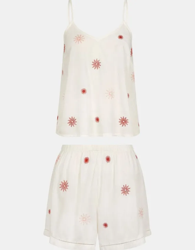 Accessorize Sun Embroidered Short Pyjamas Set Ivory