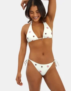 Accessorize Sun Embroidered Tie Bikini Bottoms Ivory