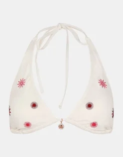 Accessorize Sun Embroidered Triangle Bikini Top Ivory