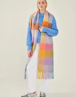 Accessorize Super Soft Pastel Check Tassel Scarf
