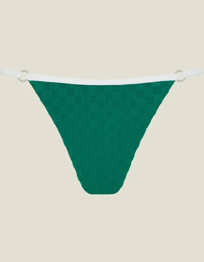 Accessorize Texture Checkerboard Bikini Bottom Teal