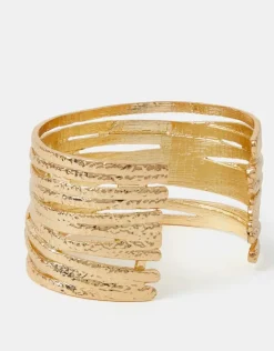 Accessorize Texture Layered Cuff Bracelet Gold