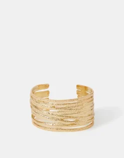 Accessorize Texture Layered Cuff Bracelet Gold