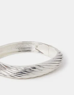Accessorize Textured Bangle Silver