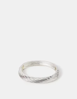 Accessorize Textured Bangle Silver