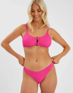 Accessorize Textured Bikini Bottoms Pink