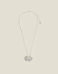 Accessorize Textured Coin Pendants Necklace Silver