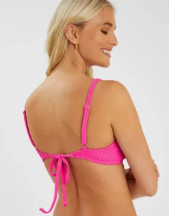 Accessorize Textured Double Ring Bralette Bikini Top Pink