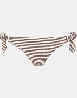 Accessorize Textured Stripe Tie Side Bikini Bottoms Camel