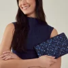 Accessorize Tianna Metallic Embellished Clutch Bag Blue