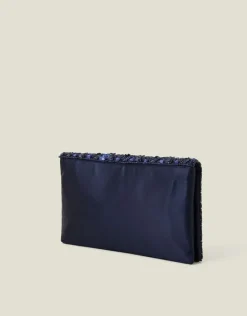 Accessorize Tianna Metallic Embellished Clutch Bag Blue