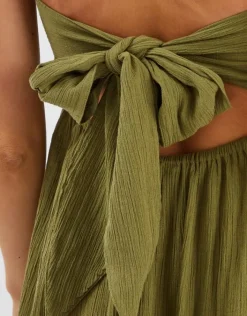 Accessorize Tie-Back Sleeveless Maxi Dress Green