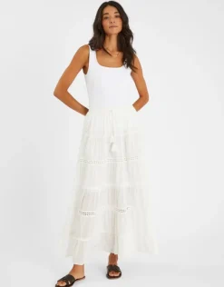 Accessorize Tiered Maxi Skirt White