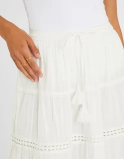 Accessorize Tiered Maxi Skirt White