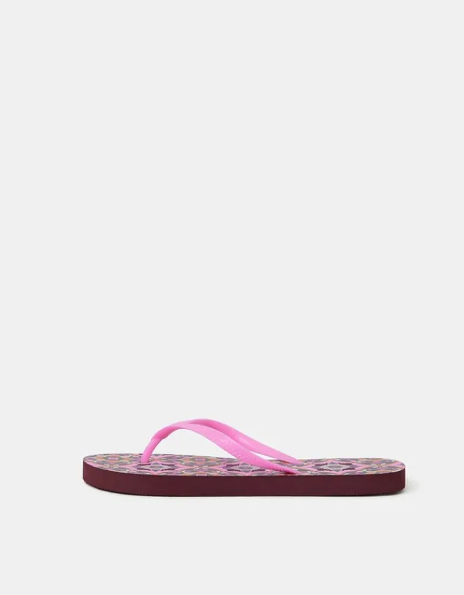 Accessorize Tile Print Flip Flops Natural
