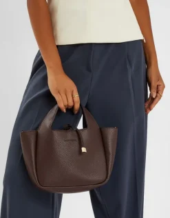 Accessorize Top Handle Faux Leather Cross-Body Bag Brown