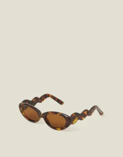 Accessorize Tortoiseshell Wavy Oval Sunglasses