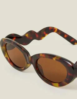 Accessorize Tortoiseshell Wavy Oval Sunglasses