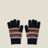Accessorize Touchscreen Stripe Knit Gloves Blue