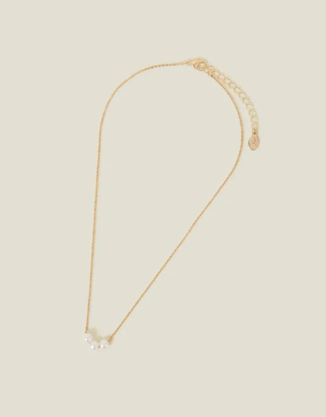 Accessorize Triple Pearl Chain Necklace