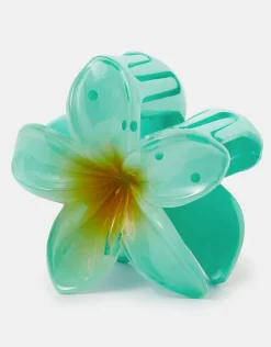 Accessorize Tropical Flower Claw Clip Turquoise