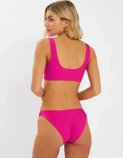 Accessorize Twist Front Crinkle Bikini Top Pink