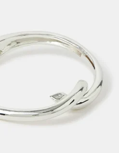 Accessorize Twist Knot Hinge Bangle Silver