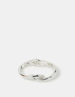 Accessorize Twist Knot Hinge Bangle Silver
