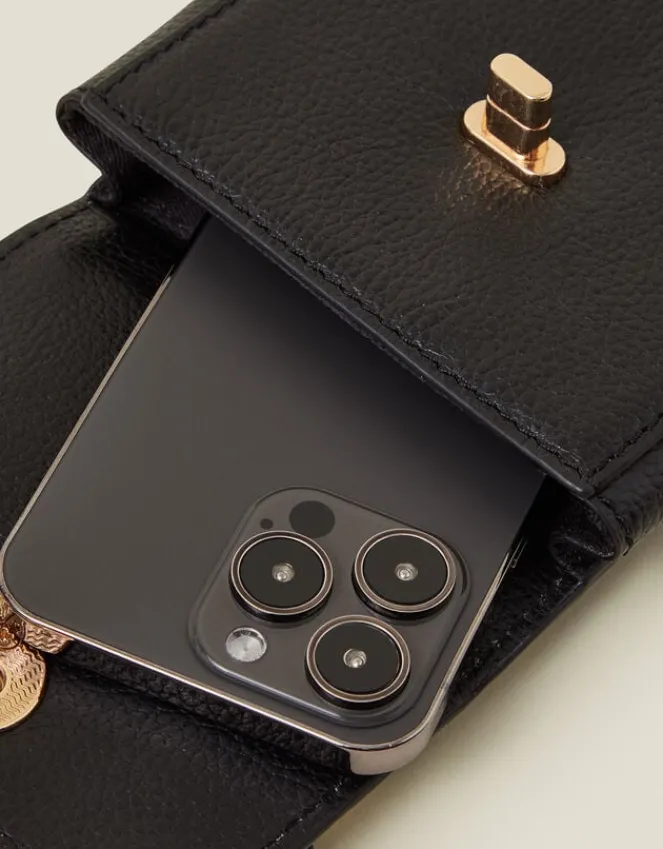 Accessorize Twist-Lock Leather Phone Bag