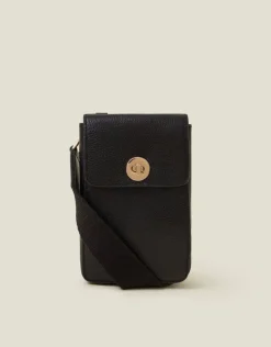Accessorize Twist-Lock Leather Phone Bag