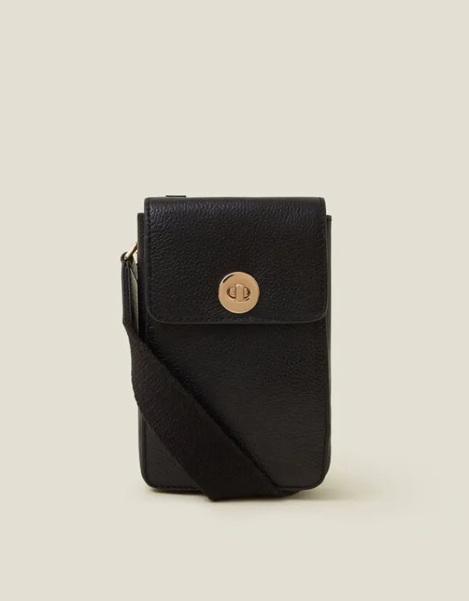 Accessorize Twist-Lock Leather Phone Bag