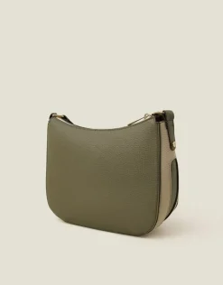 Accessorize Two-Tone Faux Leather Crossbody Bag Khaki