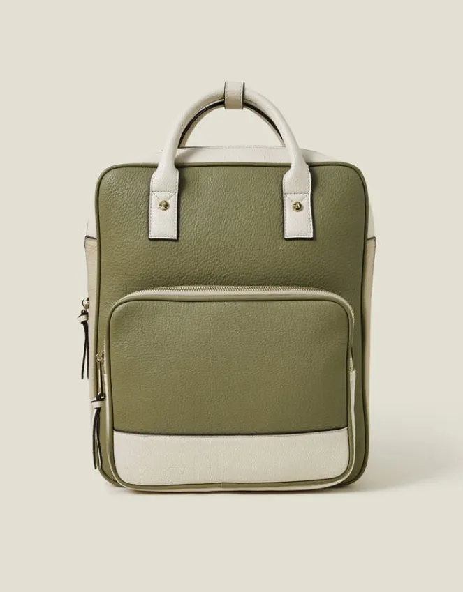 Accessorize Two-Tone Top Handle Faux Leather Backpack