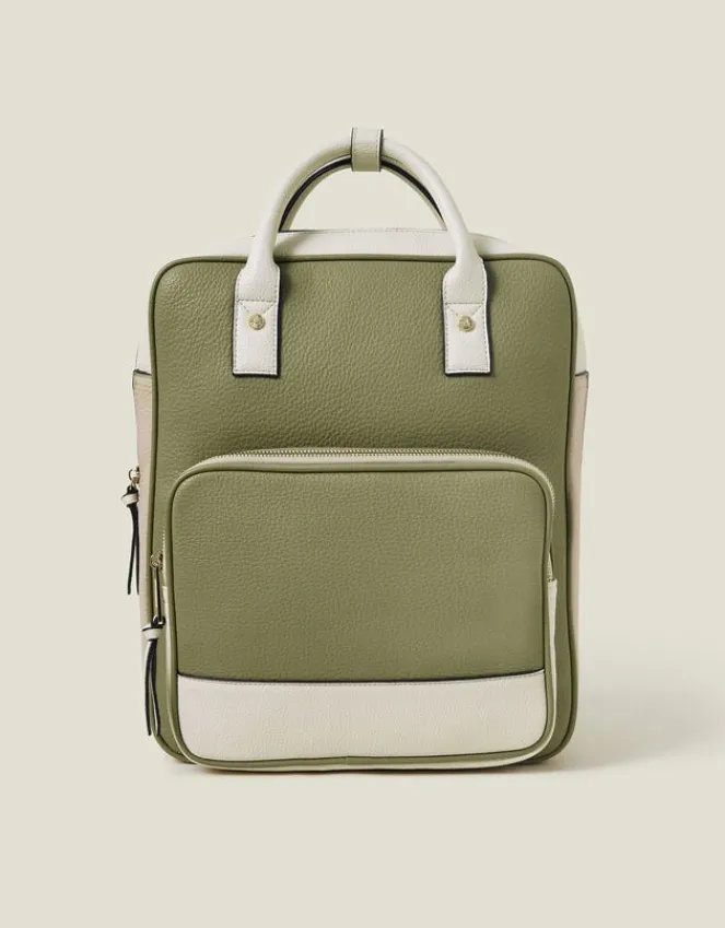 Accessorize Two-Tone Top Handle Faux Leather Backpack