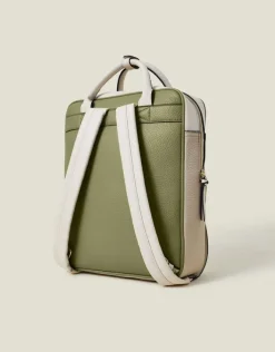 Accessorize Two-Tone Top Handle Faux Leather Backpack