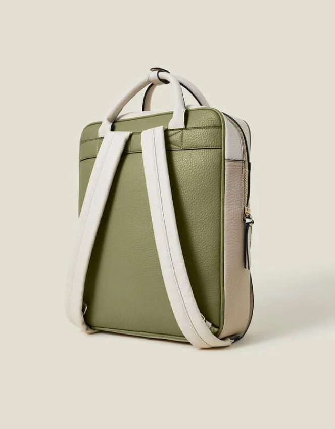 Accessorize Two-Tone Top Handle Faux Leather Backpack