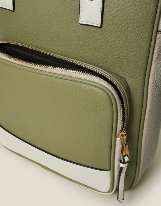 Accessorize Two-Tone Top Handle Faux Leather Backpack