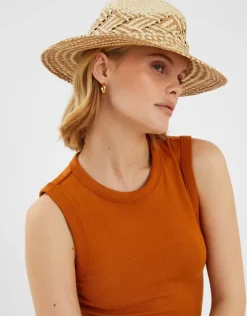 Accessorize Two-Tone Woven Straw Fedora Hat