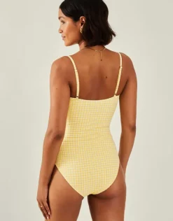 Accessorize V-Front Gingham Swimsuit Yellow