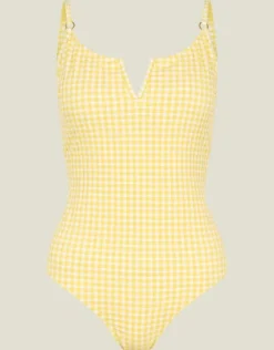 Accessorize V-Front Gingham Swimsuit Yellow