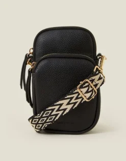 Accessorize Webbing Strap Phone Bag Black
