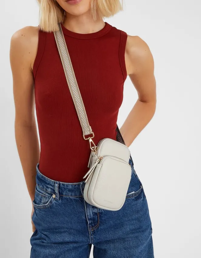 Accessorize Webbing Strap Phone Bag Cream