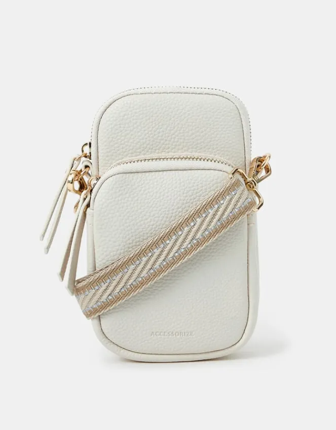 Accessorize Webbing Strap Phone Bag Cream
