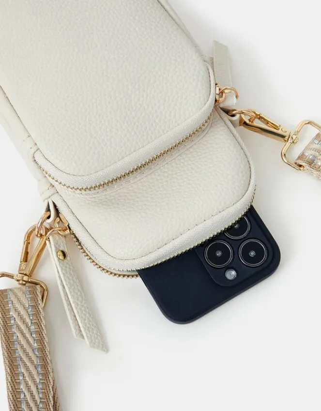 Accessorize Webbing Strap Phone Bag Cream