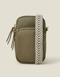 Accessorize Webbing Strap Phone Bag Green