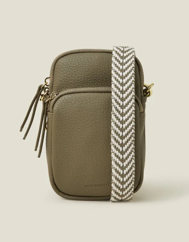 Accessorize Webbing Strap Phone Bag Green